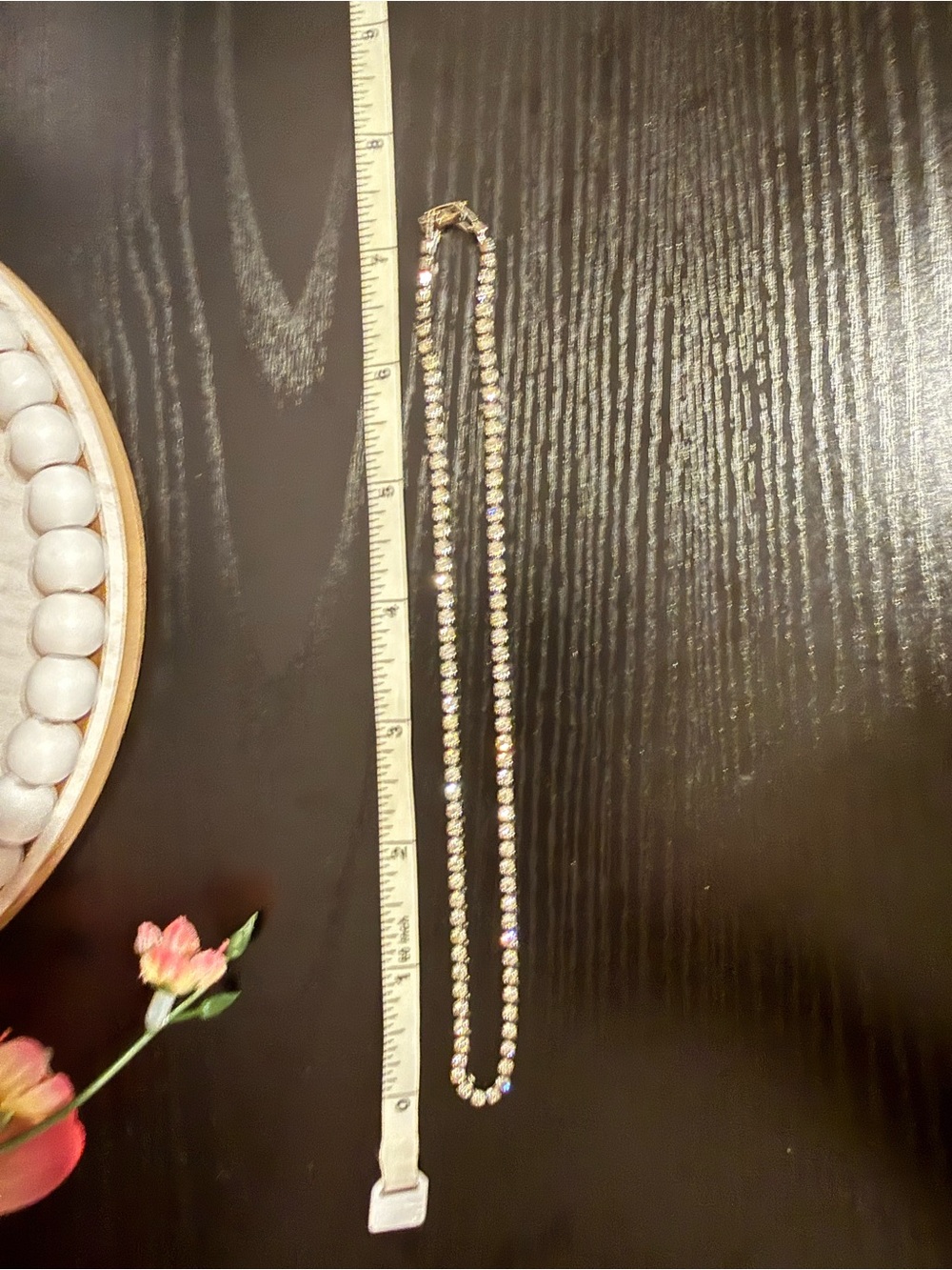 Vintage Silver Tone Rhinestone Tennis Necklace Clear Crystal Line Necklace - Picture 6 of 6